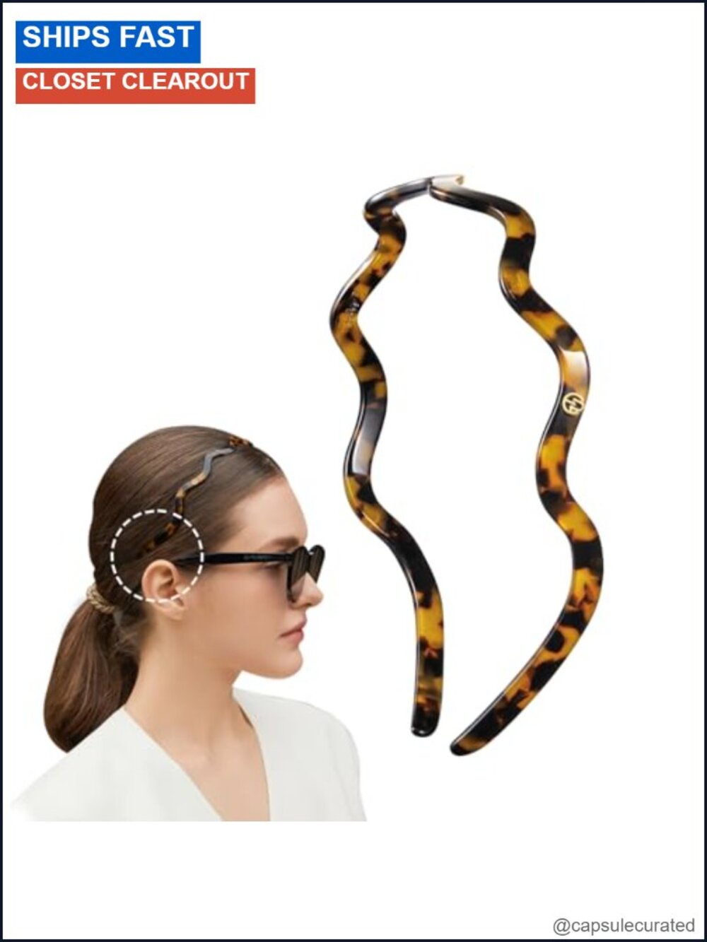 Wavy Glasses Headband Thin No Headache Acetate Resin Hairband